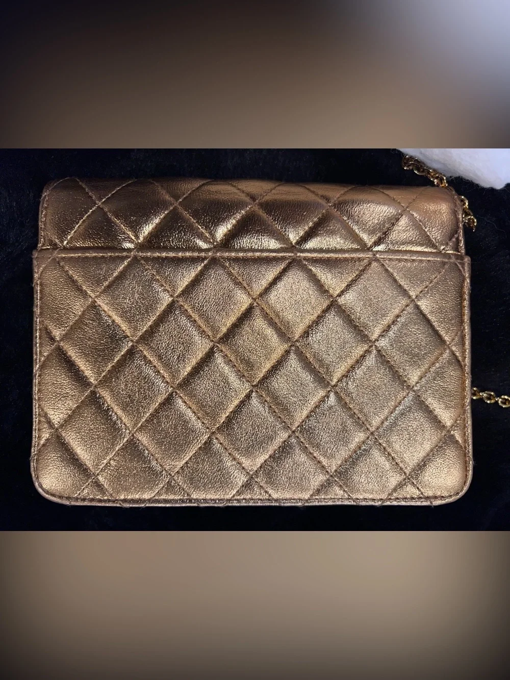 CHANEL Metallic Gold Quilted Mini Shoulder Bag